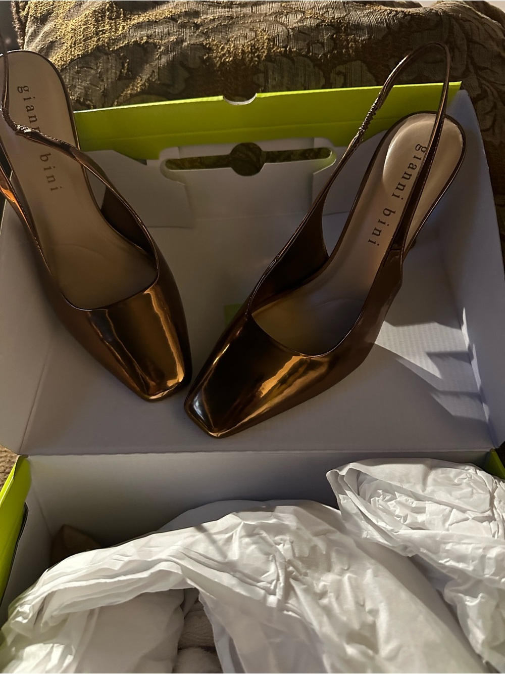 Gianni Bini Metallic Bronze Slingback Pumps
